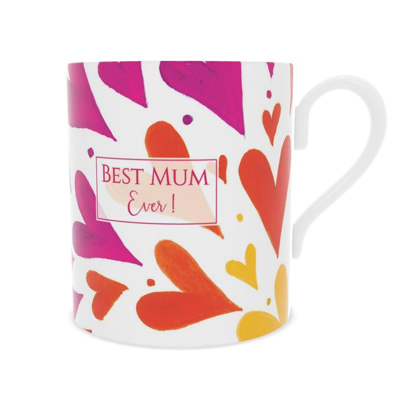 Best Mum Ever - Rainbow Hearts - Bone China Mug