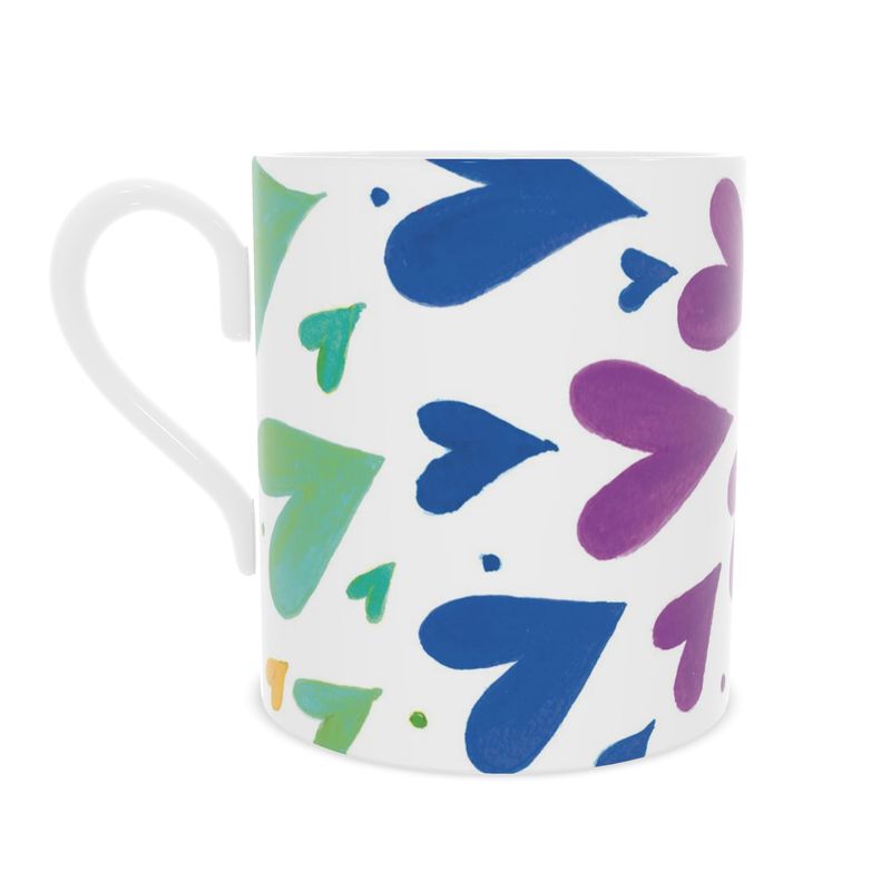 Best Mum Ever - Rainbow Hearts - Bone China Mug