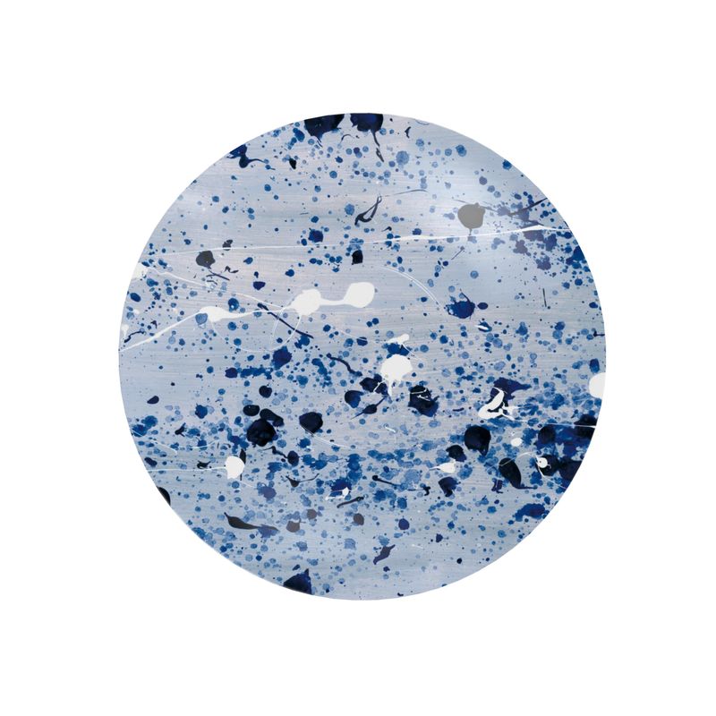 Blue Paint Splashes on Grey Bone China Cup & Saucer