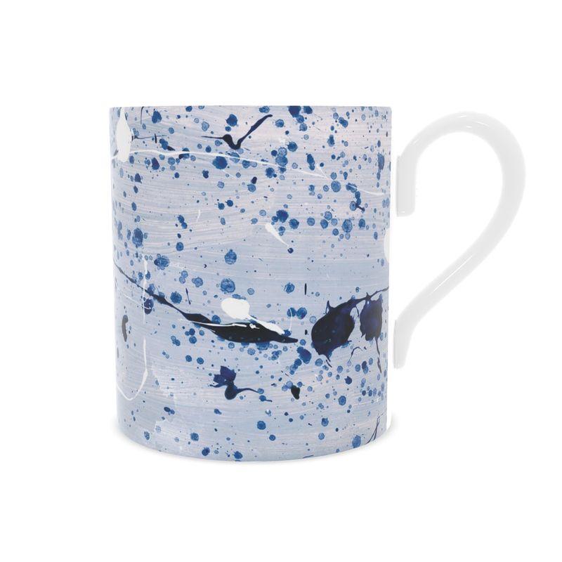 Blue Paint Splashes - Bone China Mug