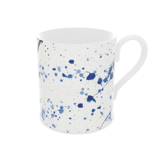 Blue Paint Splatter Bone China Mug