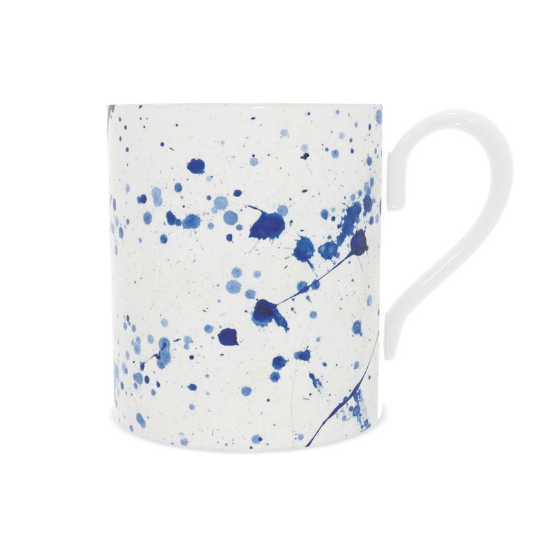 Blue Paint Splatter Bone China Mug