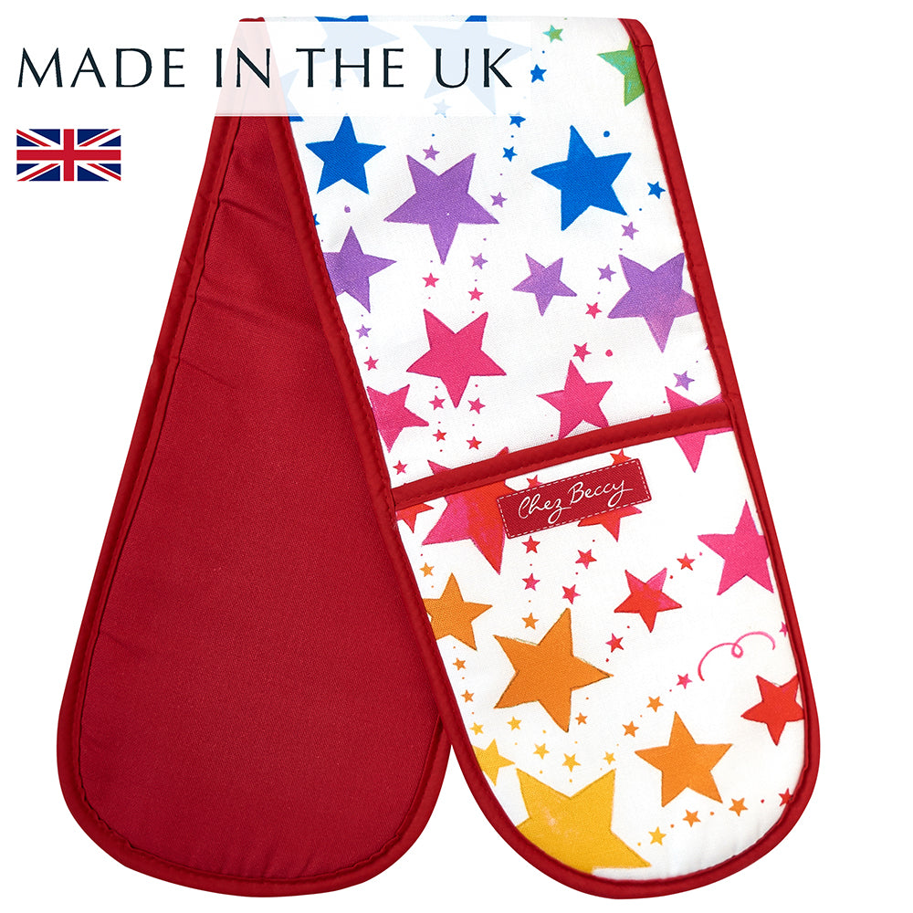 Colourful Rainbow Stars Oven Glove, made in the UK