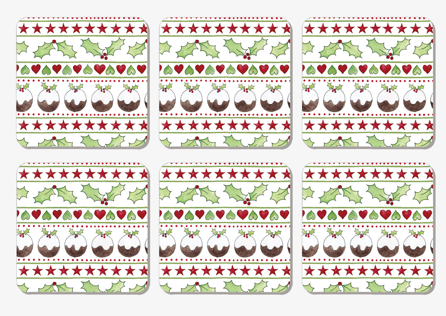 6 Christmas Pudding Coasters