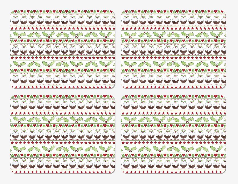 Set of 4 Christmas Pudding Placemats