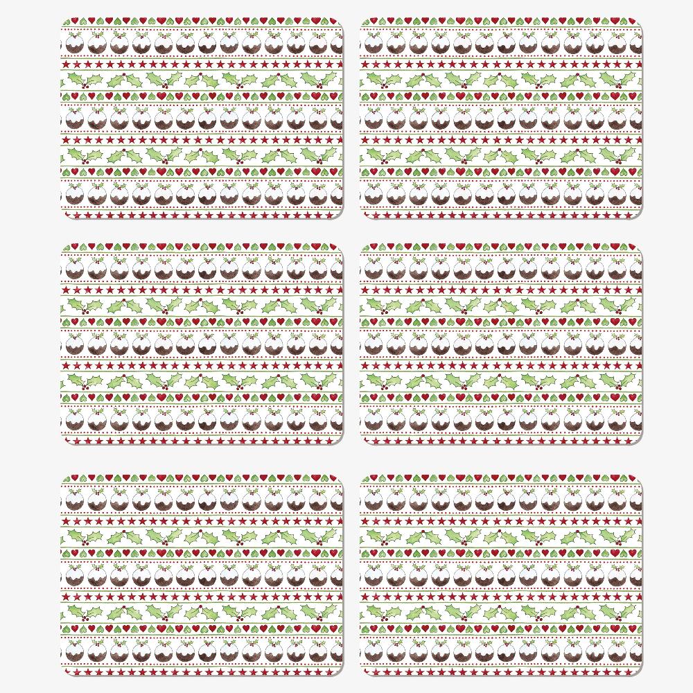 Set of 6 Christmas Pudding Placemats