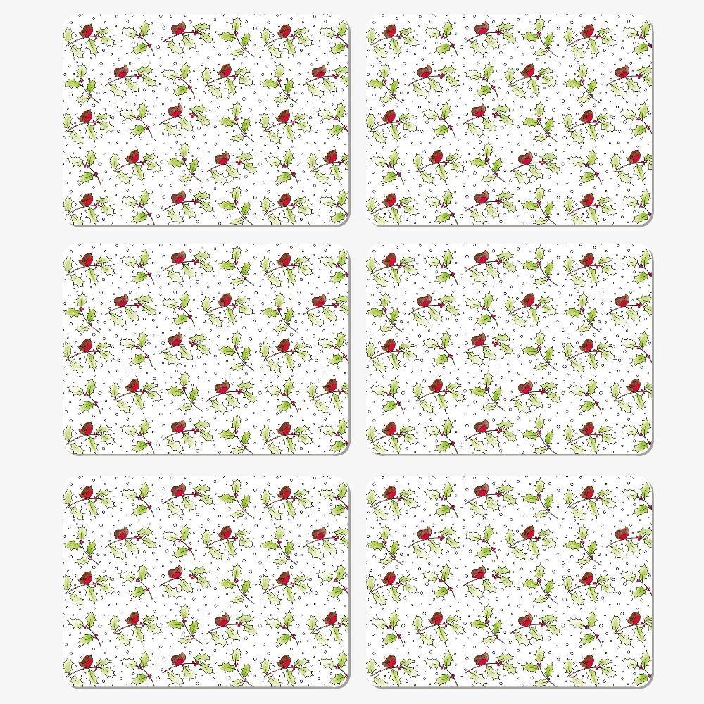 6 Christmas Robins Placemats