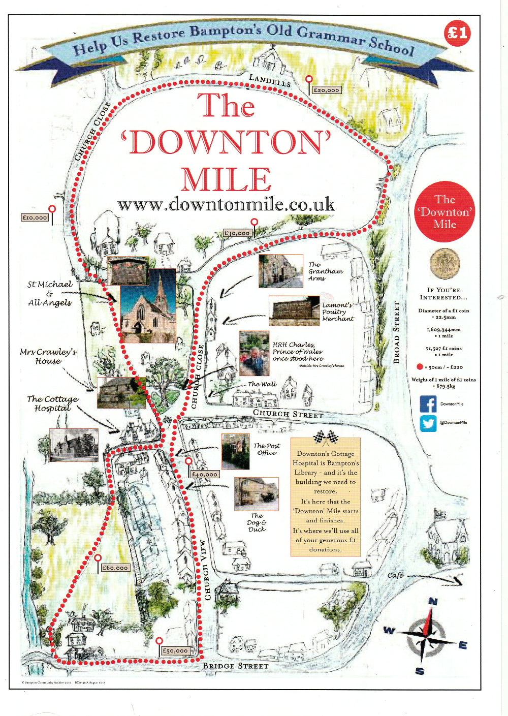 DowntonAbbey Mile, map of Bampton Downton Abbey points of interest