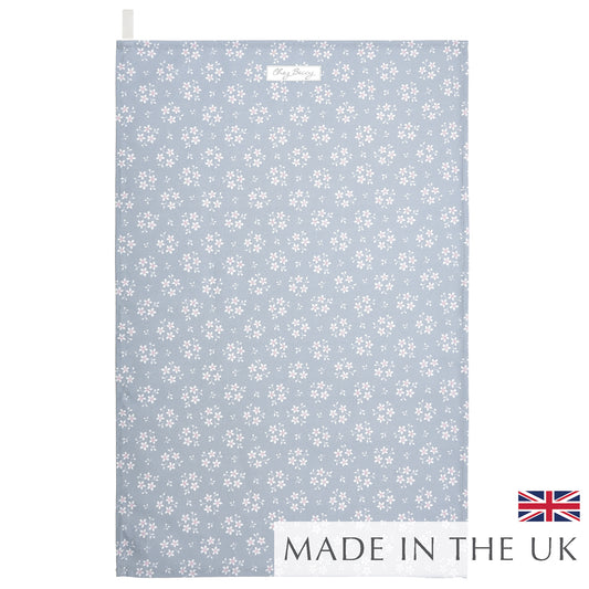  Grey tea towel with little white flowers