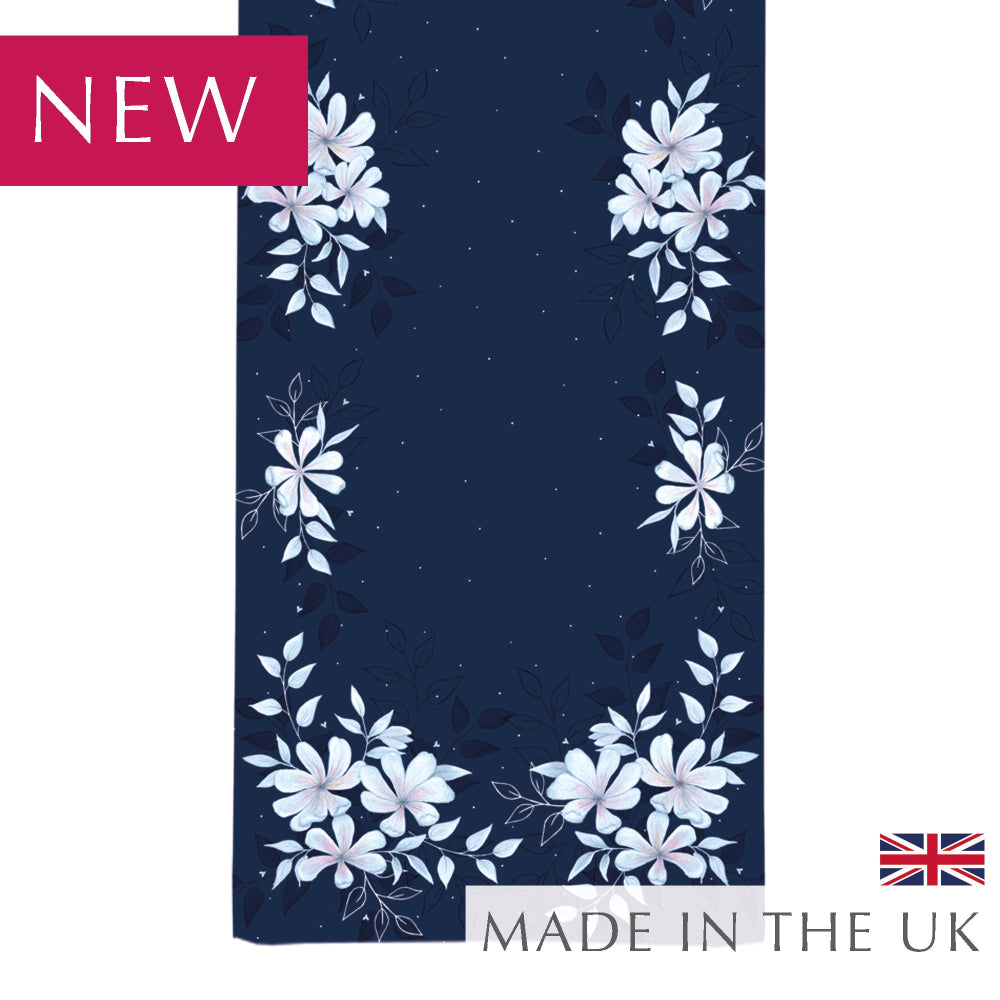 Navy floral table runner