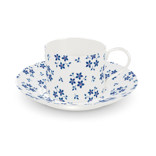 Blue Ditsy Floral Bone China Cup & Saucer – Elegant Tea Set Gift