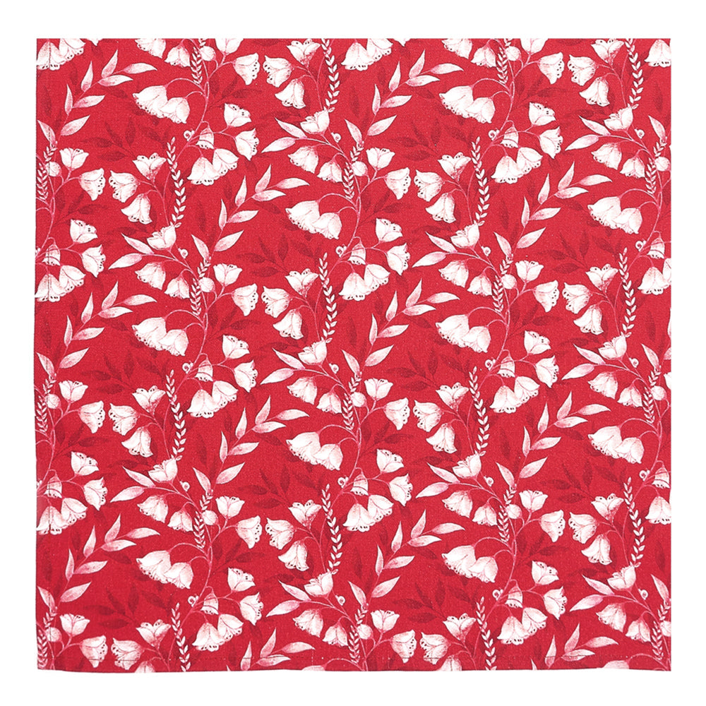 Red and white floral cloth napkin