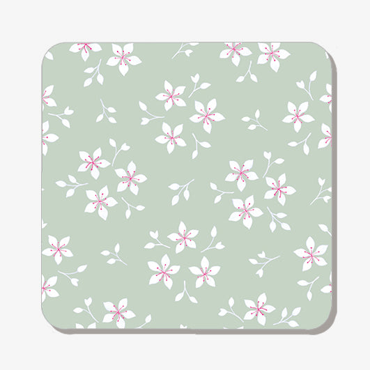 Green ditsy floral coaster