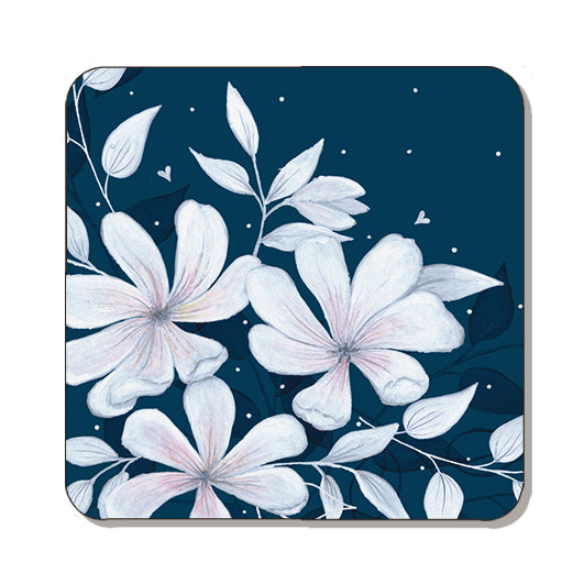 Large floral on navy coaster