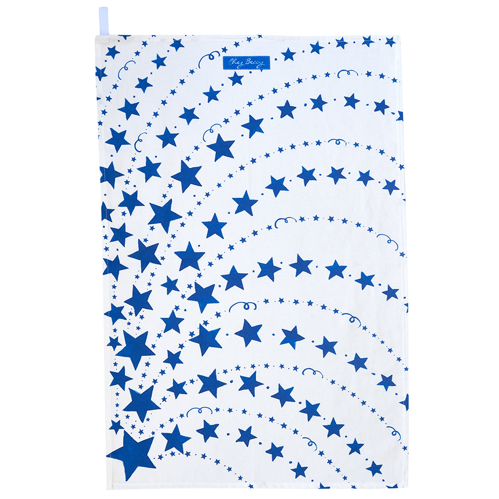 Blue Stars Tea Towel, made in the UK