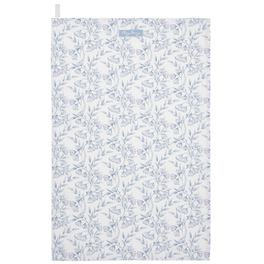 Grey Damask Floral Tea Towel