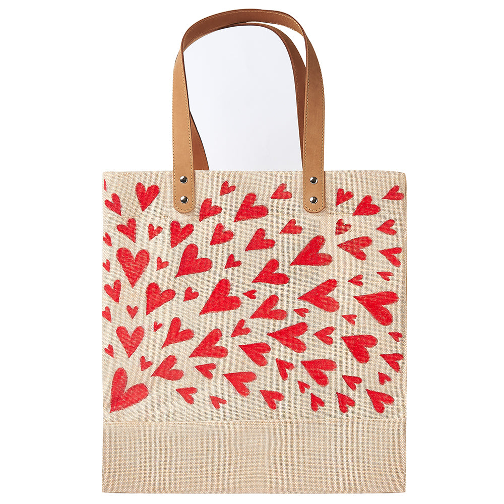 Red Shooting Heart Juco Shoulder Bag with Leather Handles