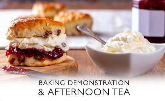 scones with jam and cream advertising baking demonstration and afternoon tea