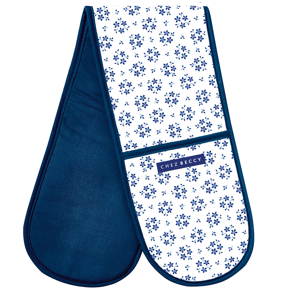 Blue Ditsy Floral Double Oven Glove