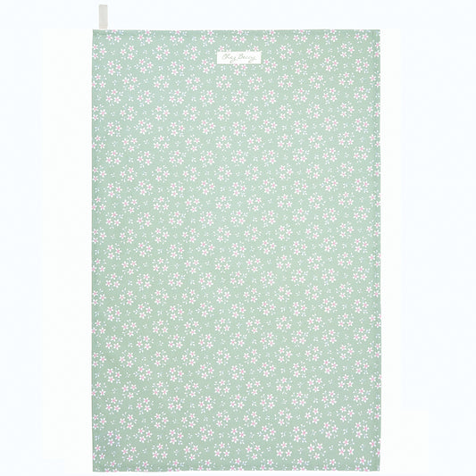 Green Ditsy Floral Tea Towel