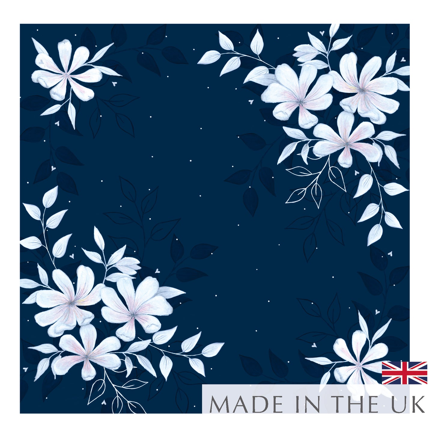 Large Navy Floral Cloth Napkin