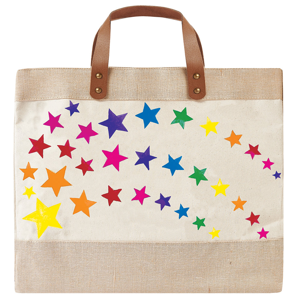 Rainbow Stars Canvas Shopper with Leather Handles – Chez Beccy