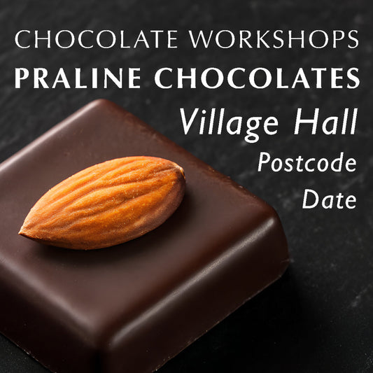 Chez Beccy's Praline Chocolate Workshop in Oxfordshire featuring a handmade praline chocolate topped with a whole almond.