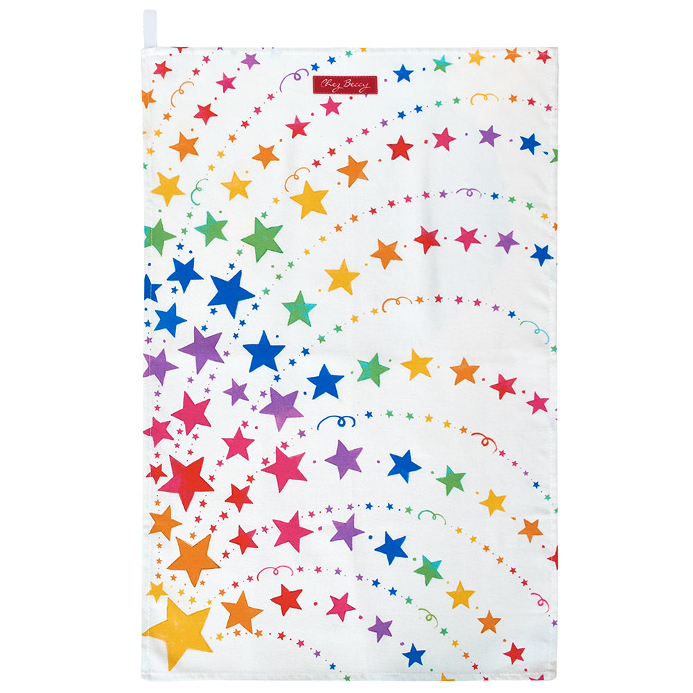 rainbow stars tea towel