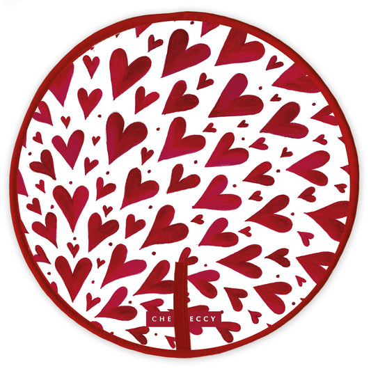 Red Hearts Circular Hob Cover