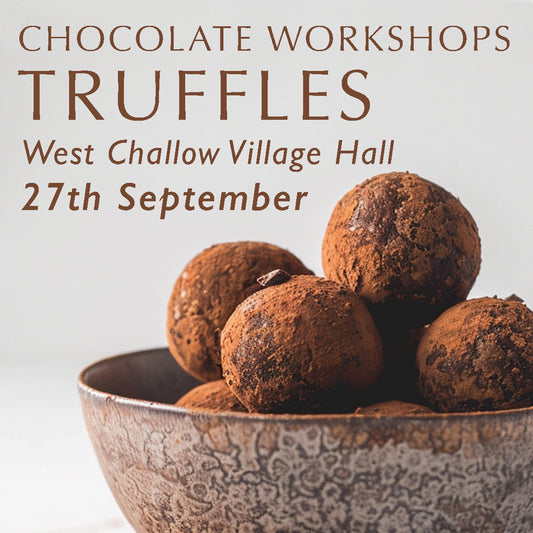 Handmade chocolate truffles promoting Chez Beccy's Chocolate Truffle Workshop, where guests learn to make artisan chocolate truffles from scratch.