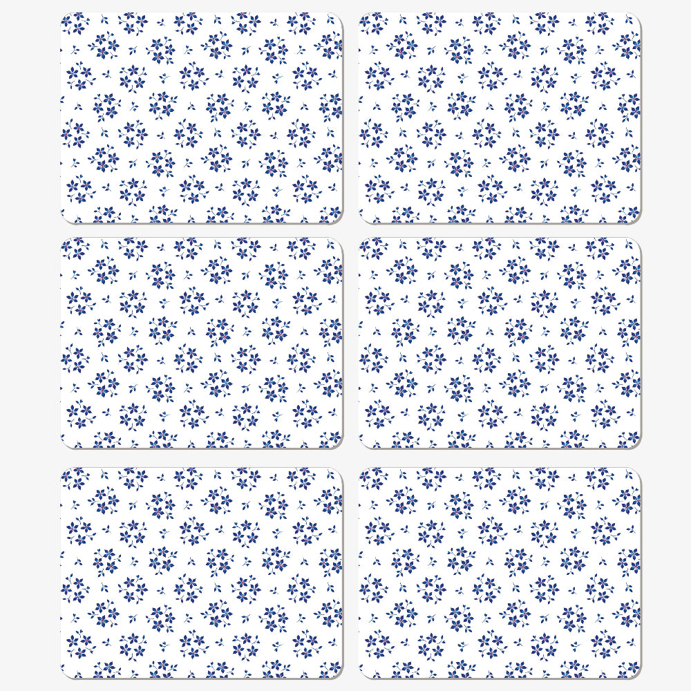 Blue Ditsy Floral Placemat, set of 6