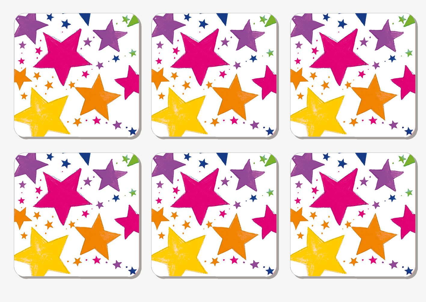 Set of 6 Rainbow star coasters