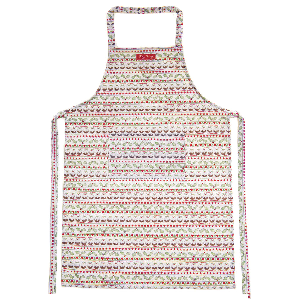 Kitchen textiles, Christmas Pudding Apron, made in Britain - Chez Beccy