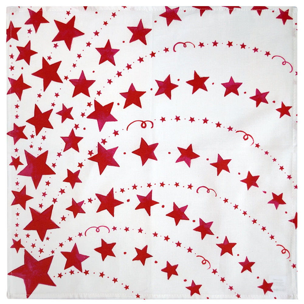 Red stars cloth napkin, made in the UK
